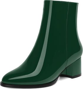 Женские лаковые вечерние ботильоны NUMALEO с молнией, круглый носок, устойчивый низкий каблук 2 дюйма