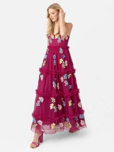 Вышитое платье макси на бретельках Maya Deluxe, розовый/разноцветный
