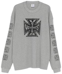 Футболка с длинным рукавом Vetements Biker Cross Waffle, серый