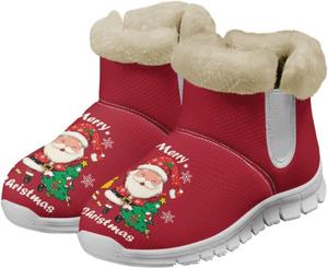 Женские зимние ботинки на снег с теплой меховой подкладкой, удобные, противоскользящие, уличные короткие ботильоны, утолщенные, размеры 36-41 Qoiuvncy, Santa Claus