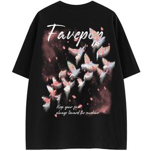 Футболка унисекс FAVEPOP, белая [Улучшенный дизайн "Горы мира с голубем"]