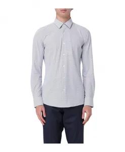 Рубашка приталенного кроя с геометрическим узором Hugo, белый