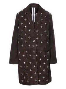 Замшевое пальто с кристаллами Sword, коричневый