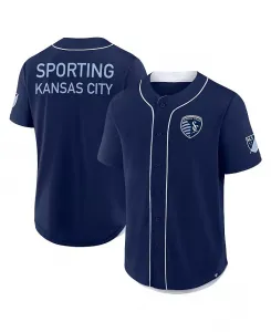 Мужская бейсбольная футболка Injury Time Sporting Kansas City в синем цвете Fanatics