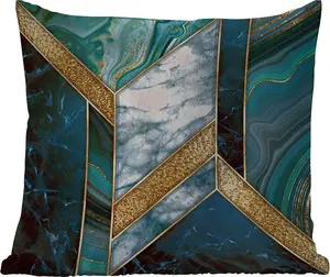 Подушка для улицы - Мрамор - Мозаика - Золото - 50x50 см - Устойчива к погодным условиям - Подушка для отдыха - Удобная - Подушка с изображением MuchoWow