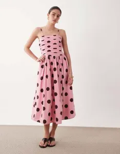 Платье-бандо миди в розово-коричневый горошек для особых случаев Nothing's Child Felicity