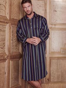 Полковая ночная рубашка в атласную полоску British Boxers, темно-синий/малахит