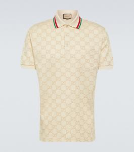 Рубашка поло с вышивкой GG Gucci, нейтральный