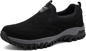 Мужские удобные прогулочные кроссовки без шнурков для активного отдыха, легкие туристические кроссовки для походов и прогулок на природе Qacksv, черный