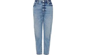 Джинсы зауженные, со стиркой, с аппликацией логотипа ARMANI EXCHANGE, голубые