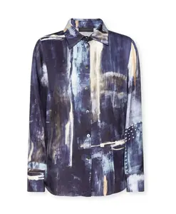 Рубашка из вискозы с принтом Elena Mirã², синий