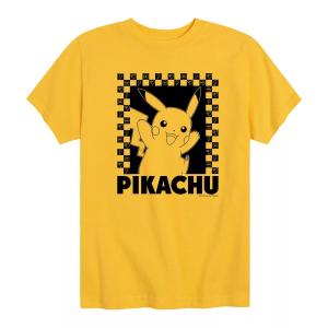 Футболка в клетку с изображением Покемона Пикачу для мальчиков 8–20 лет Licensed Character, желтый
