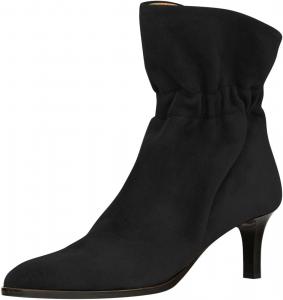 Женские ботильоны FOWT с круглым носком, на среднем невысоком каблуке, повседневные с широкой тянущейся голенью, легко надеваются, обувь для ежедневного образа, размеры 4-16 US, Black