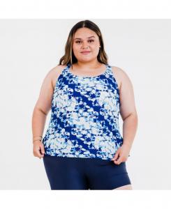 Купальник-танкини Maya больших размеров: верх со съемными чашечками и плавки Calypsa, Blue drift