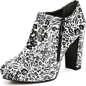 Женские модные ботильоны XYD с массивным каблуком и платформой, зауженный носок, боковая молния, обувь для вечеринок и работы, Panda