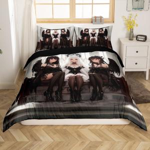 Erosebridal Комплект постельного белья в японском аниме стиле с кавайными персонажами для молодежи и взрослых, Brown White