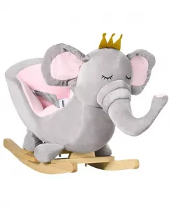 Детская лошадка-качалка, плюшевая игрушка-качалка с реалистичным звуком, педали Qaba, grey