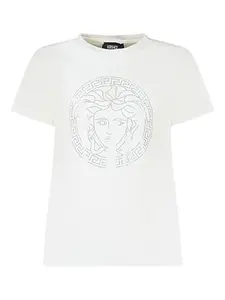 Футболка с кристаллами и медузой Versace Kids, белый