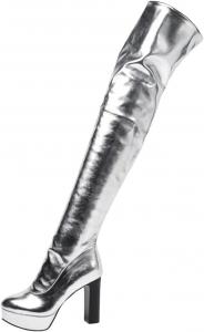 Женские высокие ботфорты на каблуке, длинные ботильоны, зимняя мода, стиль для вечеринок, большой размер Generic, Silver