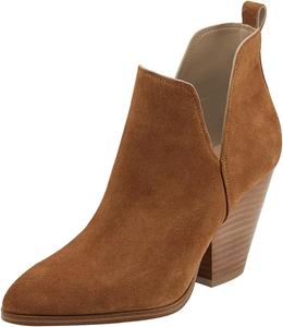 Женские ботильоны YDN с заостренным носком, вырезом V, на высоком толстом каблуке, удобные, короткие, на каждый день, зимние, размер 4-16 US, Brown Suede