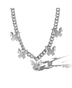 Серебряное ожерелье-цепочка с подвеской в виде бабочки Jessica Simpson, silver