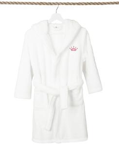 Детский суперплюшевый двусторонний банный халат с капюшоном «Корона» Linum Home, цвет white/pink
