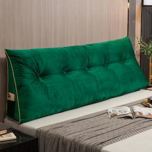 Клиновидная подушка для изголовья кровати размера Queen, подушка для чтения, однотонная подушка для спинки дивана-кровати или двухъярусной кровати, поддерживающая положение тела, со съемным чехлом (Цвет: зеленый1, Размер: Queen/59 дюймов) COZMAX, Green1