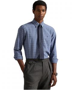 Мужская рубашка Polo Ralph Lauren Classic Fit Plaid Brushed Oxford, Blue Heather Multi