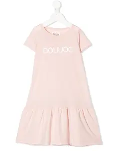 Ярусное платье с логотипом Douuod Kids, розовый