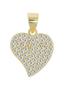 Adeliás Женский кулон в форме сердца из серебра 925 пробы с кубическим цирконием в золотой оправе