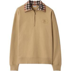 Хлопковый худи на молнии Burberry, коричневый