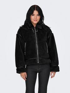 Флисовая куртка Тедди черного цвета ONLY
