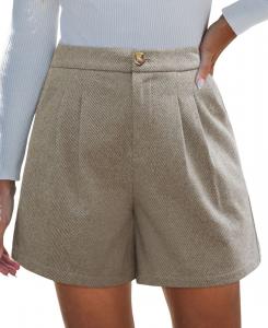 Женские шорты с высокой талией, плиссировкой и карманами Cupshe, Brown