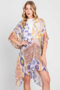 Кимоно в стиле бохо с цветочным принтом TRUEDAMES, серо-коричневый