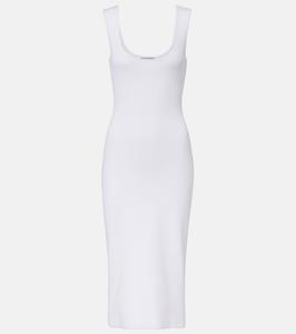 Платье миди из ребристой ткани с цепочками Bottega Veneta, белый