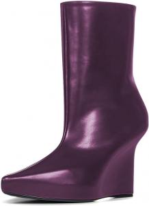 Женские сексуальные закрытые ботильоны на платформе с застежкой-пулом, на каблуке клин, короткие ботинки для работы и вечеринок, теплые, размеры 4-16 US Wo wagas, Purple