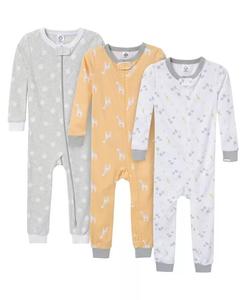 Пижама Snug Fit для девочек без ножек, 3 шт., музыка Gerber, коричневый/бежевый