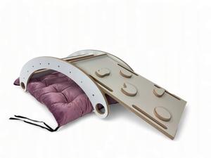 Маленькая ДЕРЕВЯННАЯ качалка + горка + стена + розовая велюровая подушка CE Gugi