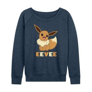 Женская футболка с длинным рукавом из французского трикотажа Pokemon Eevee Licensed Character, индиго