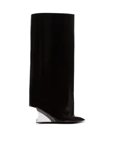 Ботинки из телячьей кожи на танкетке Balmain, черный