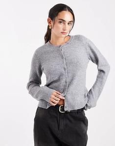 Вязаный кардиган Pieces в цвете средне-серый меланж