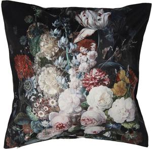 Чехол на подушку Clayre & Eef 45x45 см, черный полиэстер, квадратные цветы Clayre&Eef
