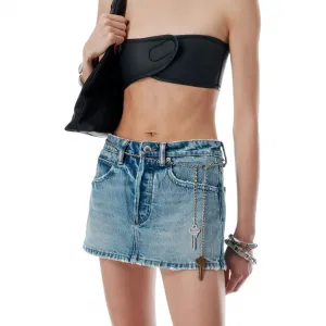 Шорты с высокой талией и цепочкой Alexander Wang, светло-синий