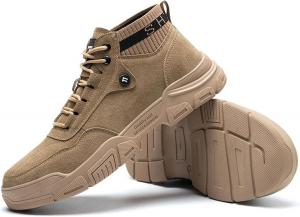 Кроссовки с металлическим носком для мужчин, повседневные легкие защитные ботинки с металлическим носком для мужчин, удобная и прочная защитная обувь с антипрокольной подошвой для мужчин, для строительных работ (Цвет: коричневый) Wcxty