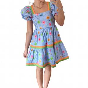 Квадратный вырез мини-платье из шамбри Entro, Chambray