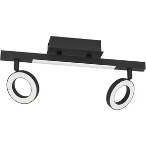 Светодиодные потолочные точечные светильники CARDILLIO LED-панель 1 шт., теплый белый свет, гостиная, столовая, кухня, коридор, 38,5x8,5 см Eglo, черный