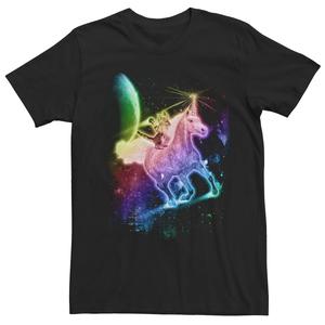 Мужская футболка Rainbow Kitten Unicorn In Space Licensed Character, черный