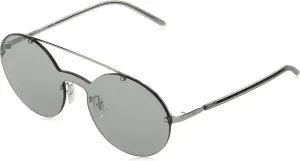 Женские солнцезащитные очки Emporio Armani в блестящей серебристой оправе, светло-серые линзы с серебристым блеском, 0 мм, Silver