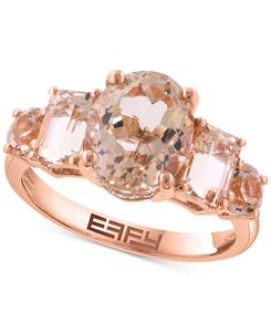 Кольцо EFFY с морганитом (4 карата) и бриллиантами (1/20 карата) в оправе из розового золота 14 карат EFFY Collection, Morganite
