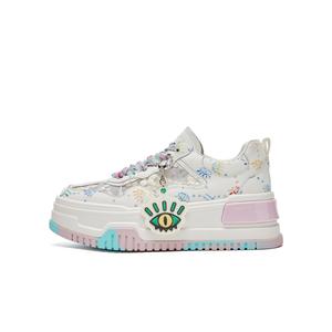 FION Низкие женские скейтерские туфли бежево-голубого цвета